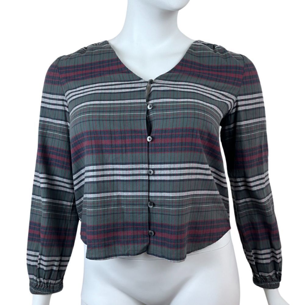 Madewell Pineview Plaid Size L Button Down Cotton Boxy Casual Peasant Shirt